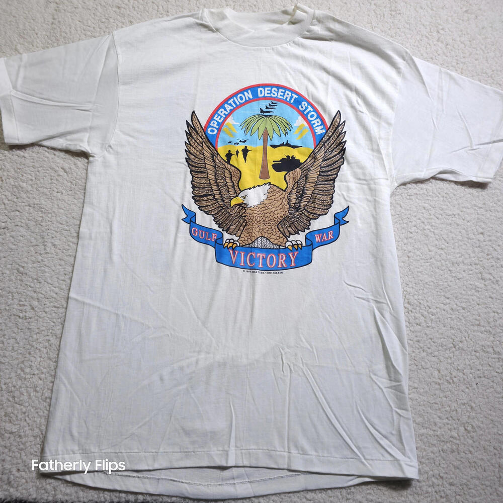 Hanes Beefy-T 1991 Operation Desert Storm Gulf War Victory Graphic Tee XL White